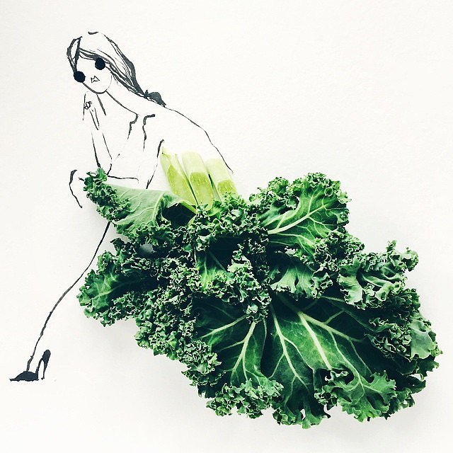 Modeillustrationen mit obst und gemüse von gretchen roehrs kunstlab