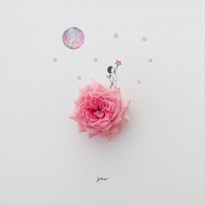 Ein Junge, Mond, Sterne und eine Rose