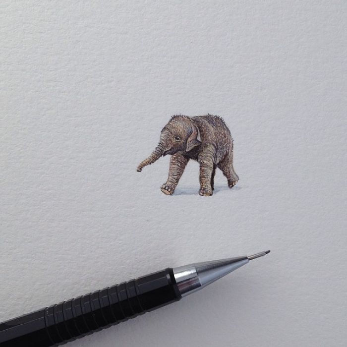 Klitzekleine Miniaturbilder von Brooke Rothshank. Elefant
